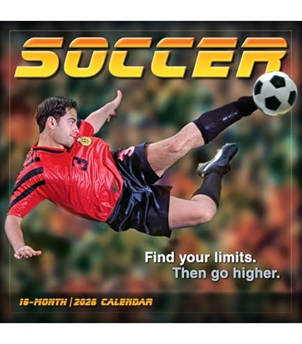 Amazon | サッカー 2025 壁掛けカレンダー 16か月 スポーツカレンダー